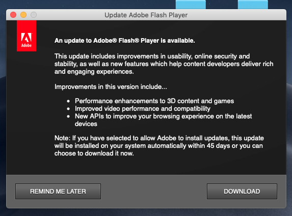 Update adobe flash player mac version
